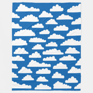 Flüchtige Wolken - Weiß auf Blue 005cad Fleecedecke