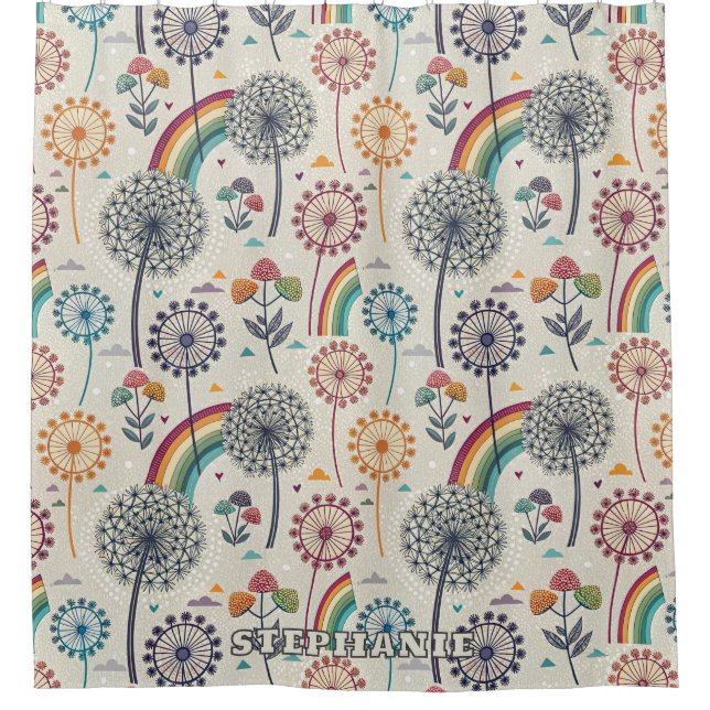 Flüchtiger Regenbogen und botanische Lüster Duschvorhang (Vorderseite)