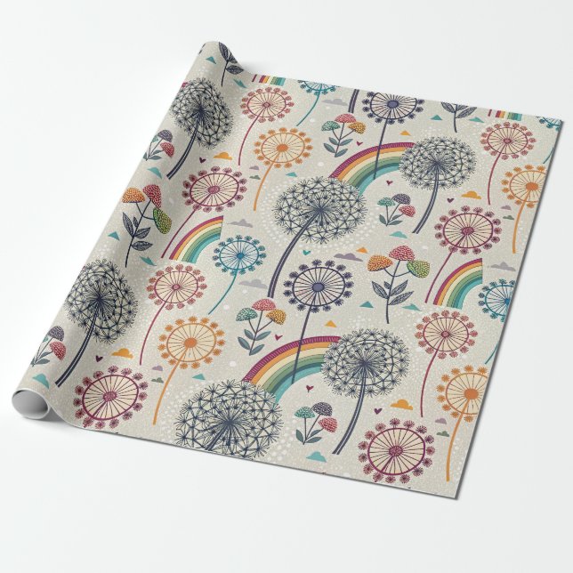 Flüchtiger Regenbogen und botanische Lüster Geschenkpapier (Ungerollt)