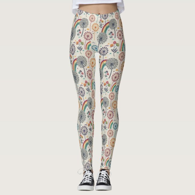 Flüchtiger Regenbogen und botanische Lüster Leggings (Vorderseite)