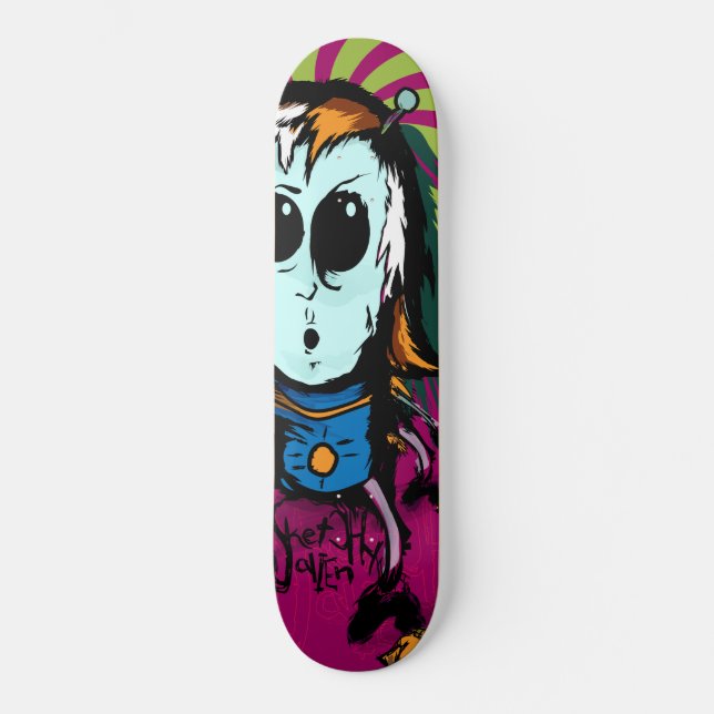 Flüchtiges alien existiert u. lebt auf Ihrer Skateboard (Vorderseite)