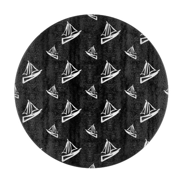 Flüchtiges Segelboot-Muster Schneidebrett (Vorderseite)