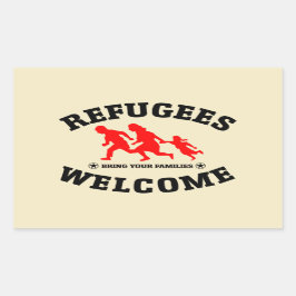 Flüchtlinge begrüßen Ihre Familien Rechteckiger Aufkleber