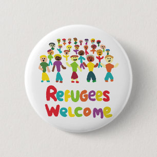 Flüchtlinge willkommen button