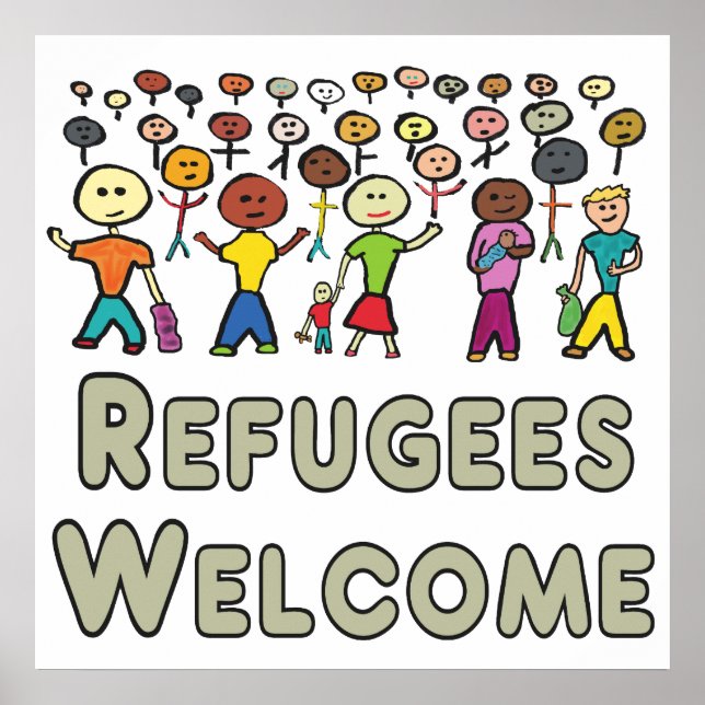 Flüchtlinge willkommen poster (Vorne)