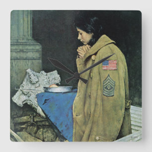 Flüchtlings-Erntedank Quadratische Wanduhr