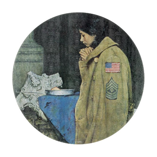 Flüchtlings-Erntedank Schneidebrett (Vorderseite)