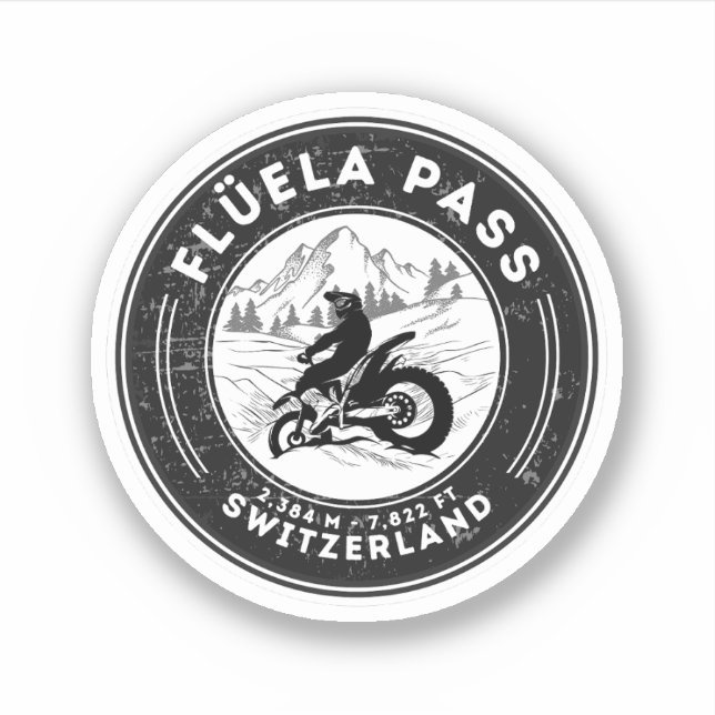 Flüela Pass Schweizer Alpen Motorradtour Aufkleber (Vorderseite)