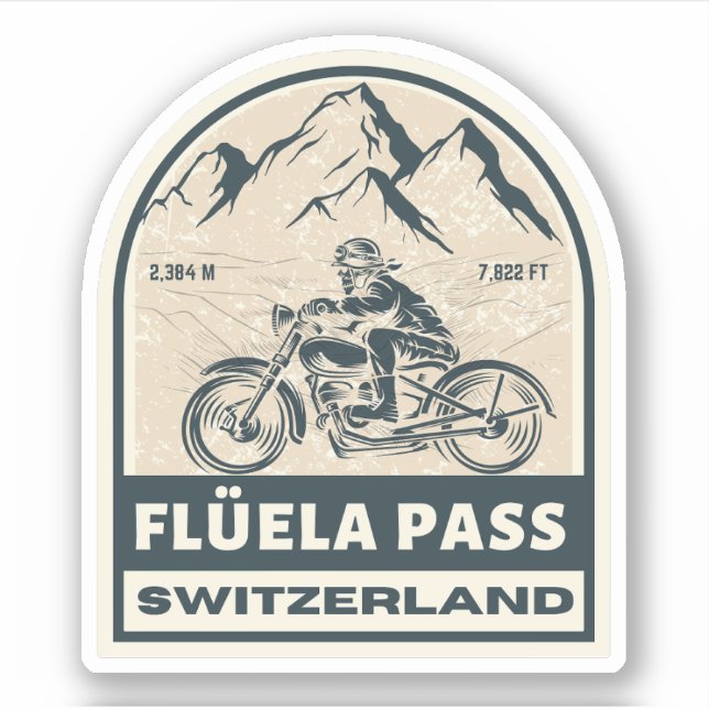 Flüela Pass Schweizer Alpen Motorradtour Aufkleber (Vorderseite)