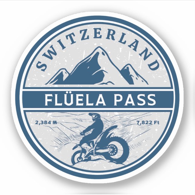 Flüela Pass Schweizer Alpen Motorradtour Aufkleber (Vorderseite)