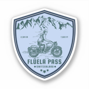 Flüela Pass Schweizer Alpen Motorradtour Aufkleber