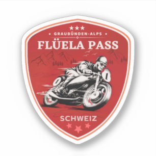 Flüela Pass swiss–alps motorcycle tour Aufkleber