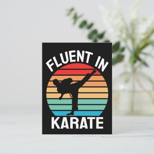 Fluent in Karate Funny Karate Postkarte (Stehend Vorderseite)