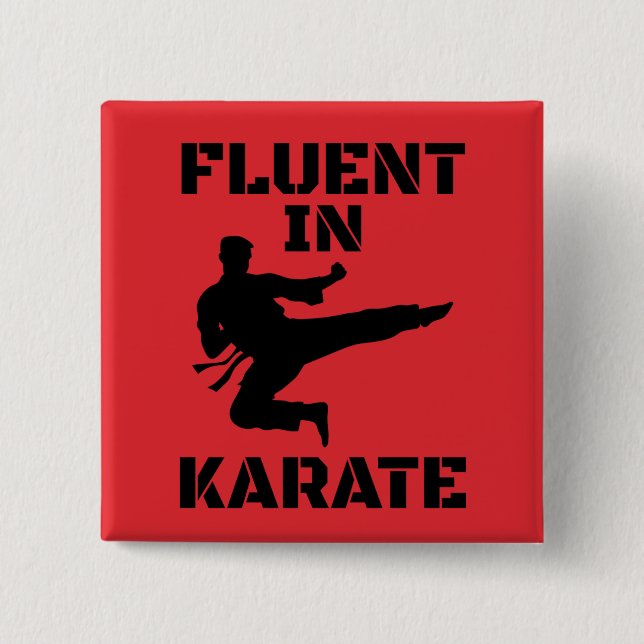 Fluent in Karate Funny Karate T - Shirt Button (Vorderseite)