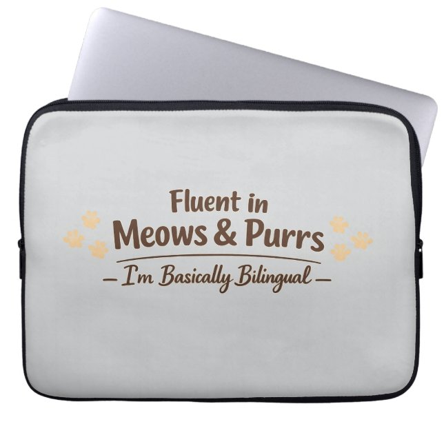 Fluent in Meows & Purrs Funny Cat Lover Gift Laptopschutzhülle (Vorderseite)