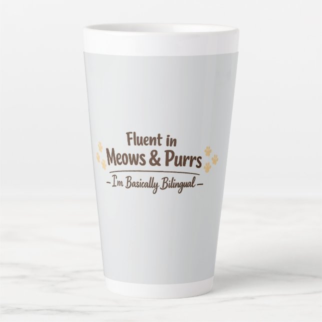 Fluent in Meows & Purrs Funny Cat Lover Gift Milchtasse (Vorderseite)