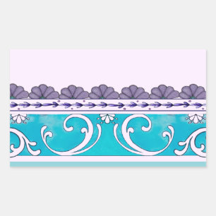 Fluer De Lis Blue Swirl Design Rechteckiger Aufkleber