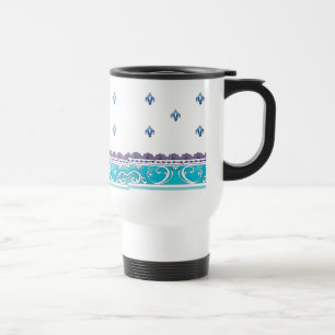 Fluer De Lis Blue Swirl Design Reisebecher