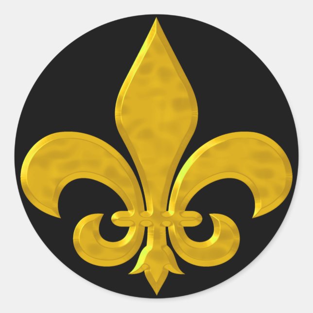Fluer De Lis Hammered Gold Runder Aufkleber (Vorderseite)
