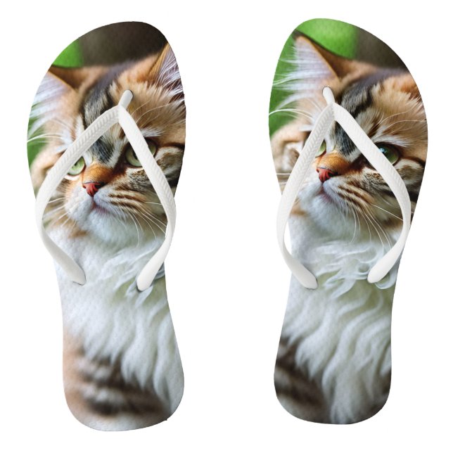 "Fluff and Cuddles: The Chubby Persian Cat" Flip Flops (Fußbett)
