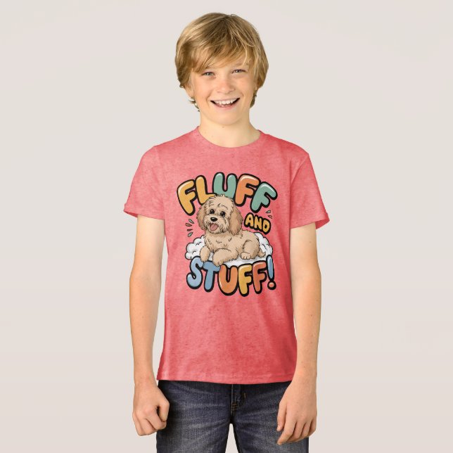 Fluff and Stuff Niedlich Goldendoodle Cartoon Tri-Blend Shirt (Vorderseite voll)
