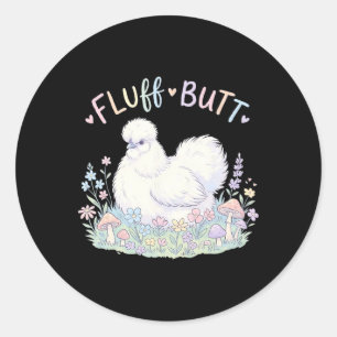 Fluff Butt Silkie Huhn Cute Cottagecore Pilz Runder Aufkleber