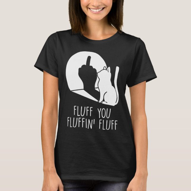 Fluff du katzst Middle Finger Wave Cat T-Shirt (Vorderseite)