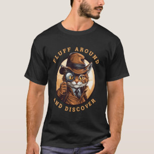 Fluff entdecken und lustiger süßer Katzen-Detektiv T-Shirt