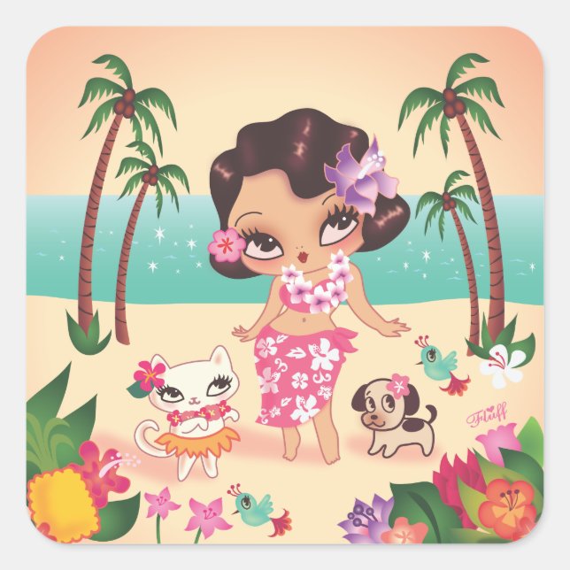 Fluff Hula Lulu Scene Sticker Set (Vorderseite)