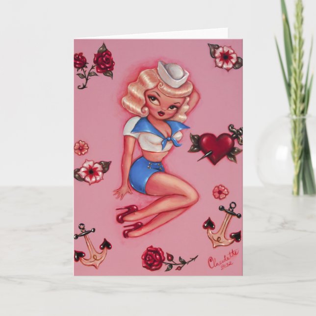 Fluff Little Blonde Sailor Girl Card Karte (Vorderseite)