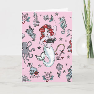 Fluff Molly Mermaid Card - rosa Karte