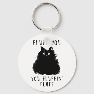 Fluff You Black Cat Zeichnend Schlüsselanhänger