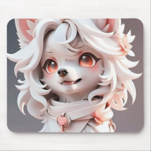 Fluffe, rosa und weiße Welpe Mousepad