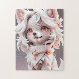 Fluffe, rosa und weiße Welpe Puzzle