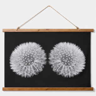 Fluffe weiße Kronleuchter Zwillinge Schwarz-Weiß Wandteppich Mit Holzrahmen
