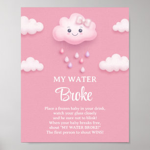Fluffe weiße Wolke neun pink Mein Wasser Broke Spi Poster