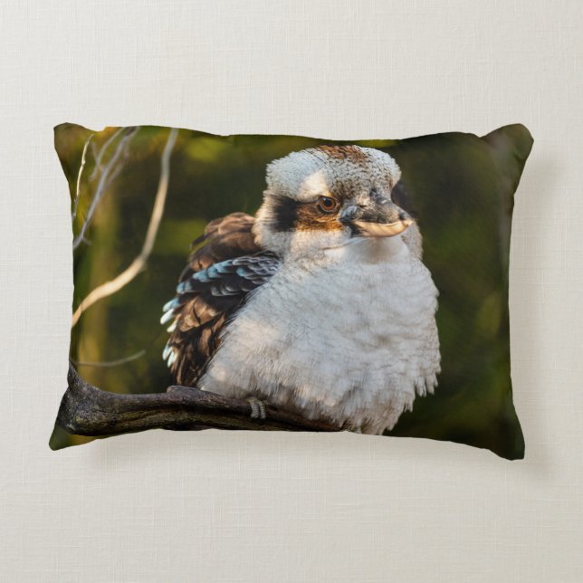Fluffed up lacht kookaburra dekokissen (Rückseite)
