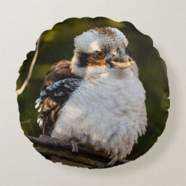 Fluffed up lacht kookaburra rundes kissen