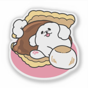 Fluffier als a S’more - Niedlicher Hund und Desser Aufkleber