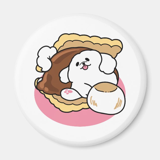 Fluffier als a S’more - Niedlicher Hund und Desser Magnet (Vorne)