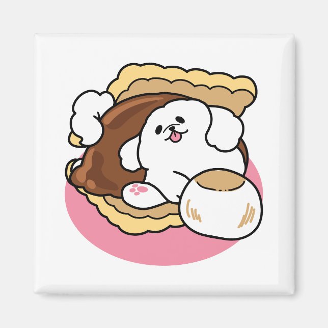 Fluffier als a S’more - Niedlicher Hund und Desser Magnet (Vorne)