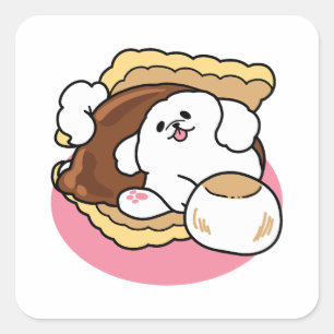 Fluffier als a S’more - Niedlicher Hund und Desser Quadratischer Aufkleber