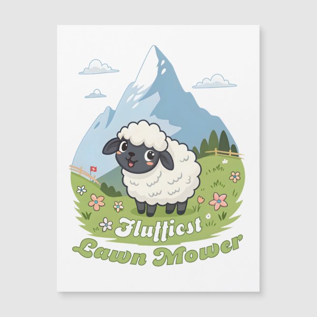 Fluffiest Lawn Mower – Adorable Blacknose Sheep Magnetkarte (Vorderseite)