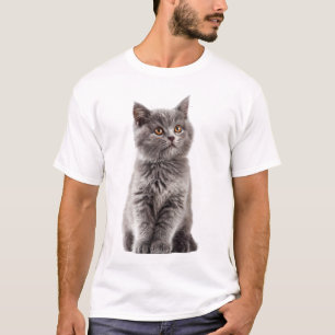 Fluffige graue britische Kurzhaar-Gold-Augen Männe T-Shirt