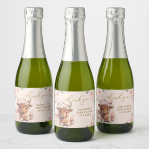 Fluffige Highland-Kuh Rosa Florale Babyparty