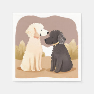 Fluffige Hunde   Haustier-Wasserfarbenmalerei Serviette