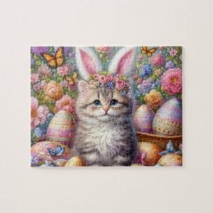 Fluffige Katze mit Hasenohren Puzzle