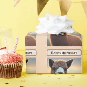 "Fluffige Majestät: Das große wollige braune Alpak Geschenkpapier