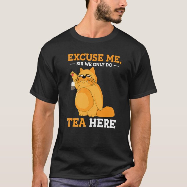 Fluffige mürrische Katze zum Tee (Vorderseite)