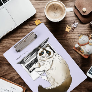 Fluffige Ragdoll-Katze Lavendel Laptop Lustig Klemmbrett